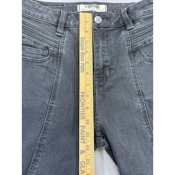 Women’s Rock & Roll Black Jeans High Rise Trouser Wide Boot Cut W29 X 34L - Picture 3 of 10